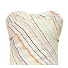 Summer Away Zahara woven stripe top featuring a stylish, lightweight design with colorful striped pattern and short sleeves.