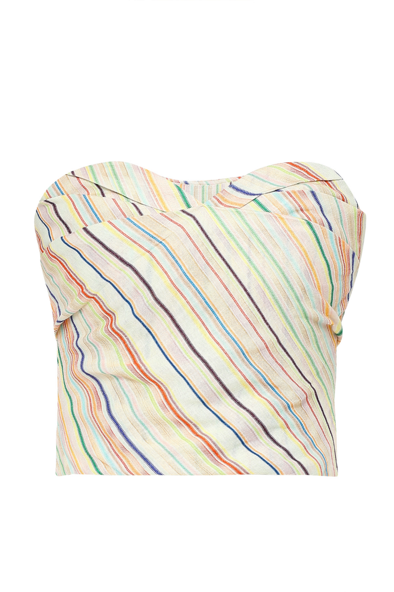 Summer Away Zahara woven stripe top featuring a stylish, lightweight design with colorful striped pattern and short sleeves.