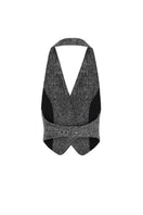 Gray long vest and maxi skirt set from LECIA co-ords, featuring a stylish matching ensemble with layered fabric and modern design.