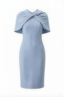White Plan Celeste Cape Dress, elegant midi dress with cape detail, flowing fabric, perfect for formal occasions.