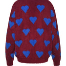 Lalo red multi-heart sweater with a cozy knit design, featuring a vibrant pattern of hearts in various shades.