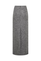 LECIA gray long vest and maxi skirt co-ords set, featuring a stylish matching sleeveless vest and flowy maxi skirt.