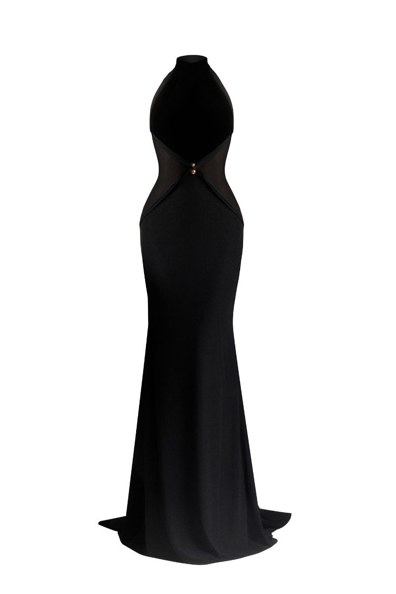 XANTHEIR MERMAID FLOOR LENGTH DRESS IN BLACK | CULT MIA