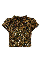 Lalo Salue sweater in gold, soft knit sweater with a relaxed fit and long sleeves, displayed on a neutral background.