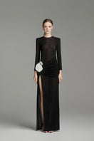 Black Caprila maxi dress by Arti Apparel featuring a flowy silhouette and elegant design, perfect for stylish occasions.