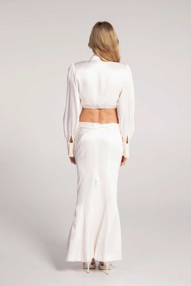 ANDREA WHITE SATIN CROP TOP - CULT MIA