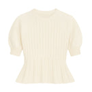 Rebecca Taylor ivory knit sweater, Ella style, featuring a cozy, textured knit fabric, long sleeves, and a classic round neckline.