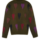 Lalo heart sweater in green multi with colorful knit pattern, cozy sweater made of soft fabric, perfect for casual wear.