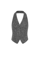 LECIA gray long vest and maxi skirt set, stylish co-ords ensemble featuring a sleeveless vest and flowing skirt, perfect for elegant looks.
