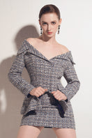 Valenciani multicolor tweed mini skirt featuring a stylish, textured design and a classic fit, perfect for trendy casual outfits.