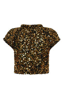 Lalo Salue sweater in gold, cozy knit sweater with a relaxed fit and ribbed cuffs, stylish and comfortable for everyday wear.
