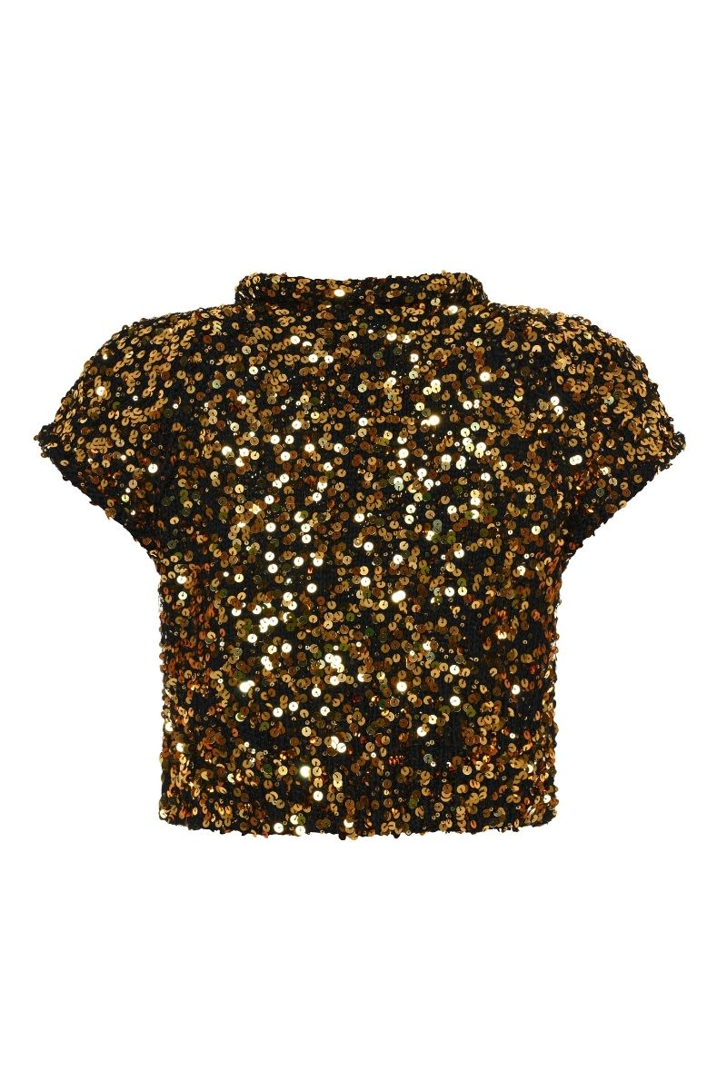 Lalo Salue sweater in gold, cozy knit sweater with a relaxed fit and ribbed cuffs, stylish and comfortable for everyday wear.
