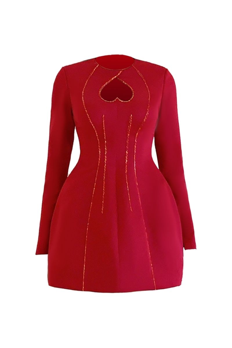 REMY RED A-LINE ROUND NECK ORGANDY MINI DRESS - CULT MIA