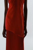 Baobab Gaia Maxi Dress in vibrant fuego color, flowing maxi dress with a relaxed fit and elegant style, perfect for summer wear.