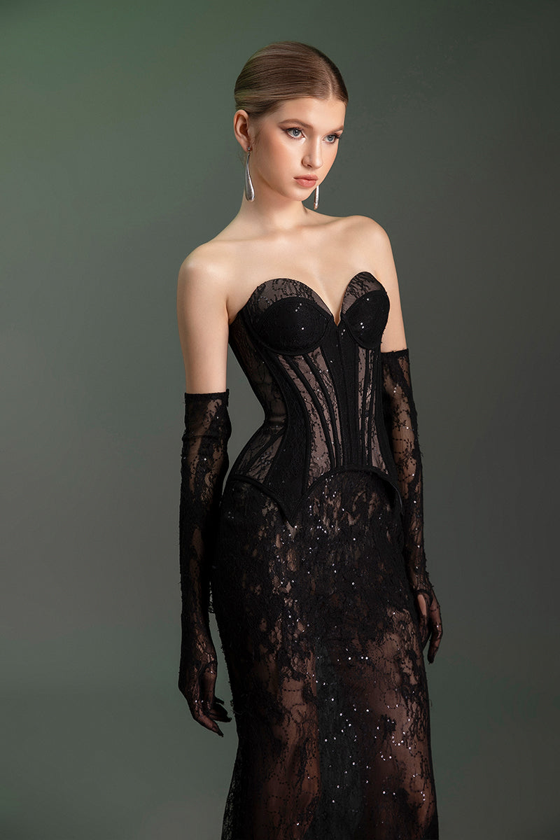 long sleeve black corset dress BLACK MAGIC CORSET | CULT MIA