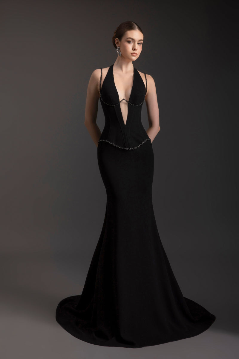 HALTER NOIR GOWN - CULT MIA