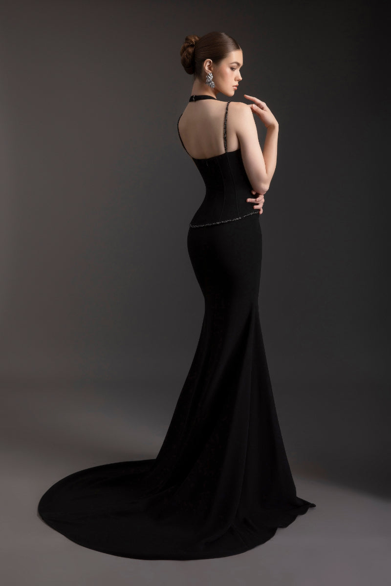 formal black halter dress HALTER NOIR GOWN | CULT MIA