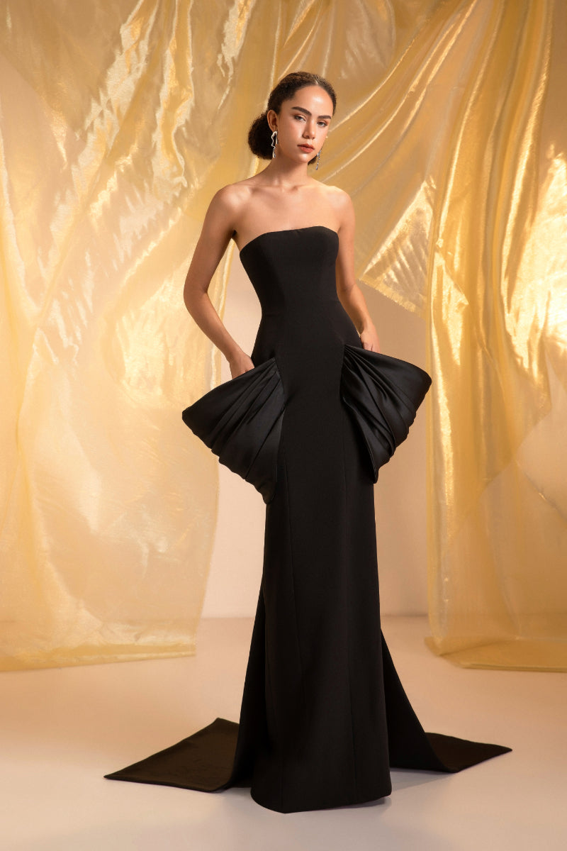 PEPLUM NOIR GOWN - CULT MIA