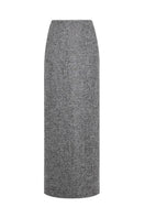 LECIA gray long vest and maxi skirt co-ords set, featuring a matching sleeveless vest and flowing maxi skirt, stylish and elegant.