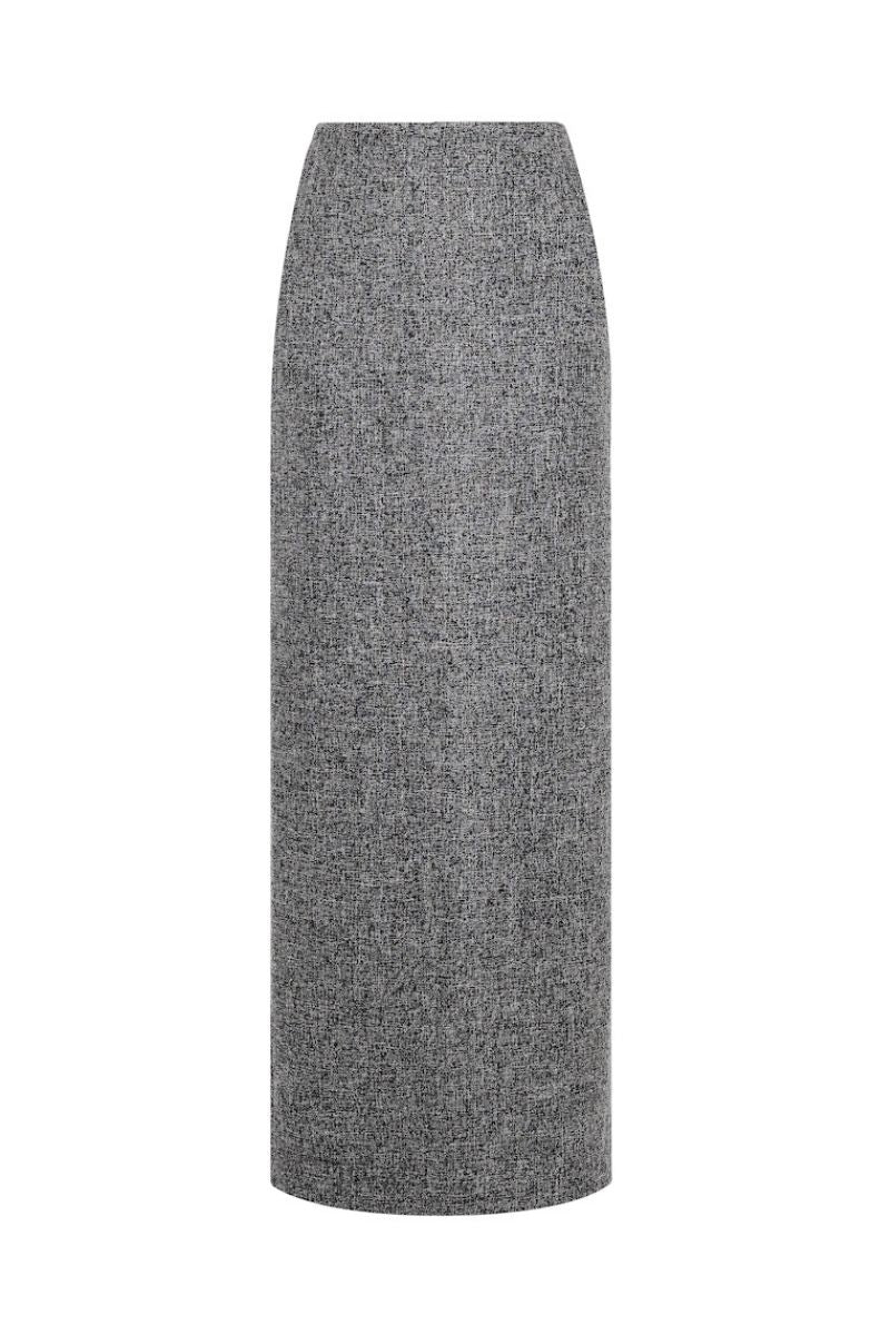 LECIA gray long vest and maxi skirt co-ords set, featuring a matching sleeveless vest and flowing maxi skirt, stylish and elegant.