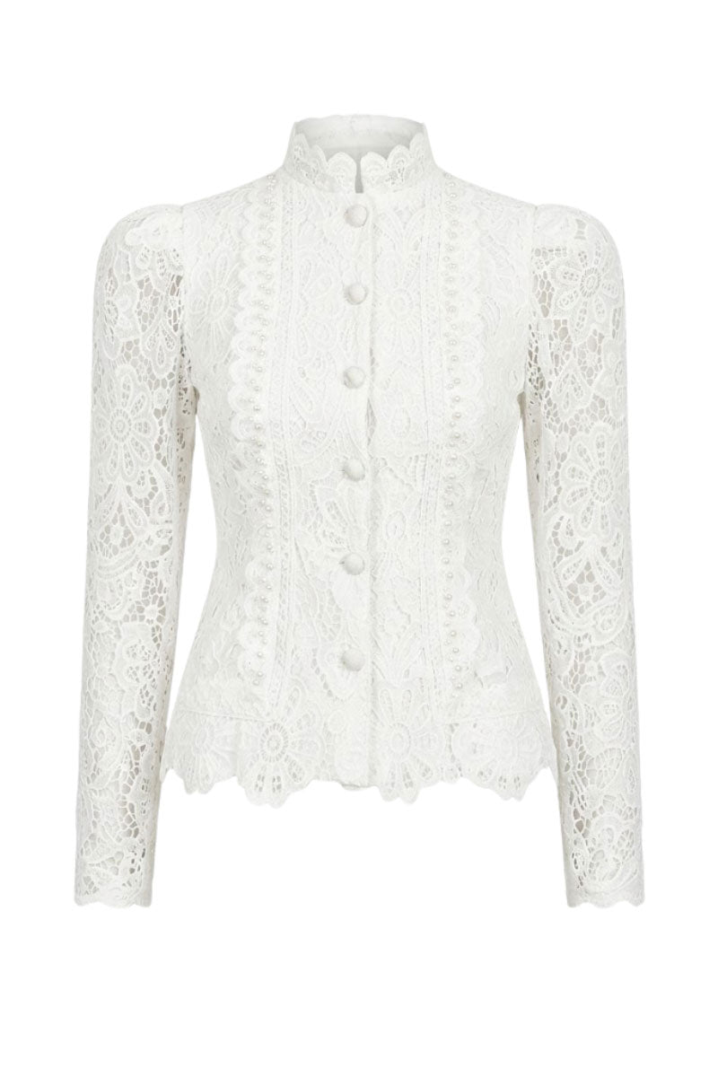 White Plan vintage lace co-ord set featuring a layered lace design, perfect for elegant and stylish occasions.