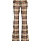 ColoReve flat flared pants in brown checked fabric, showcasing the stylish design and comfortable fit.