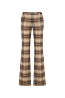 ColoReve flat flared pants in brown checked fabric, showcasing the stylish design and comfortable fit.