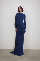 Deme By Gabriella Settle gown with elegant design, flowing fabric, and detailed neckline, suitable for formal occasions.