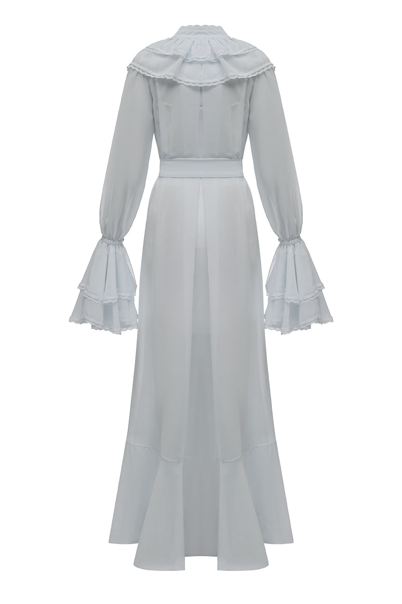 OCEAN OF THE TENDERNESS MAXI DRESS IN LIGHT BLUE GRAY - CULT MIA