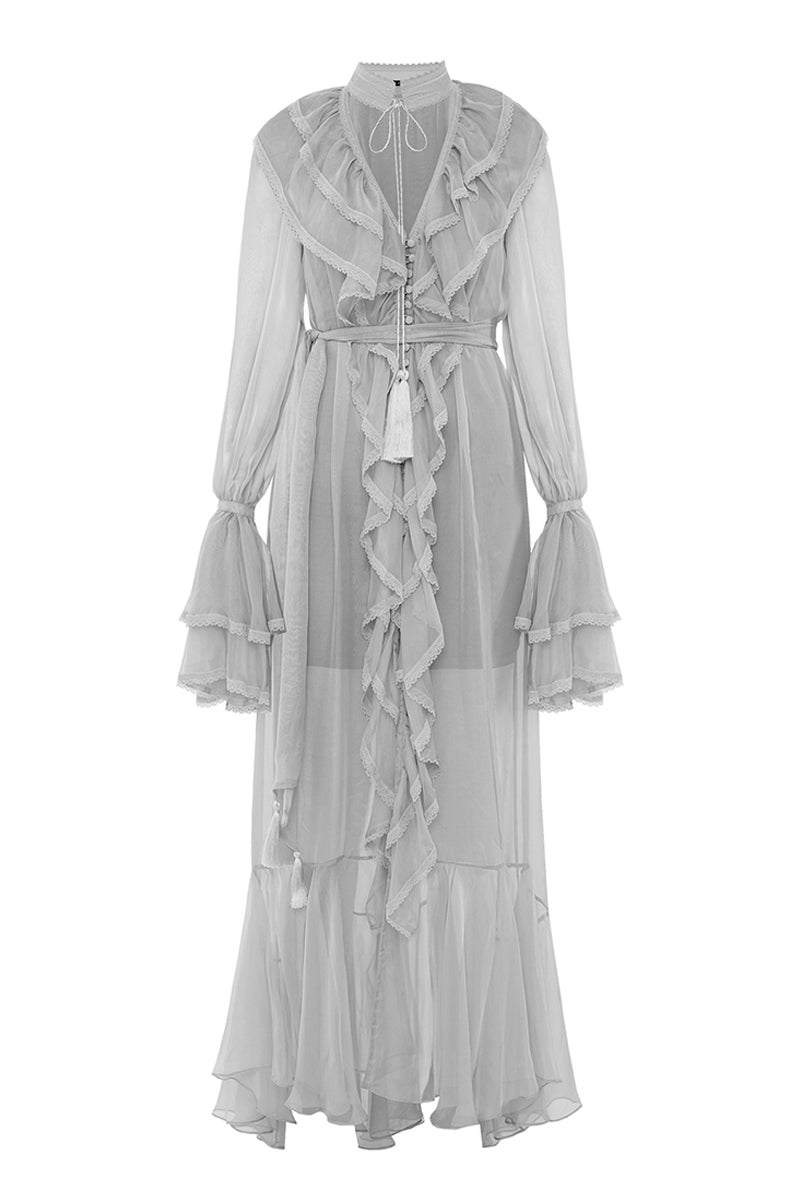 OCEAN OF THE TENDERNESS MAXI DRESS IN LIGHT BLUE GRAY - CULT MIA