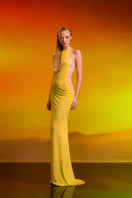 CEM Crystal Knit Gown featuring a flowing knit fabric and elegant design, perfect for formal or special occasions.