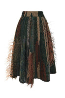 Lalo draped green multi midi skirt with flowing fabric and elegant design, perfect for stylish everyday wear.