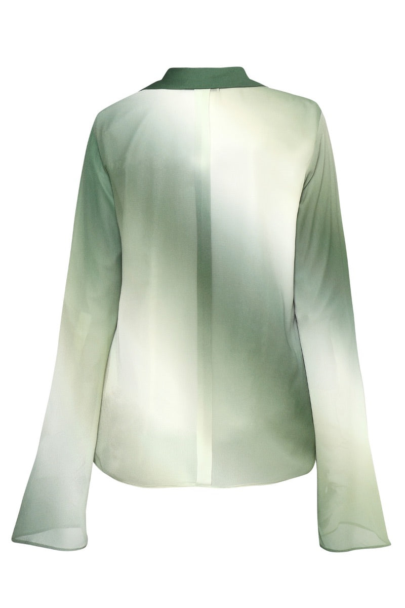 Summer Away Merlette top in sage ombre featuring lightweight fabric and relaxed fit, styled on a model.