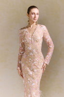 Elegant HELI dress by Arti Apparel featuring a flowing gown design with intricate details and a flattering silhouette.
