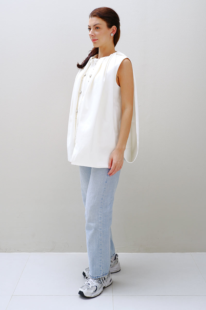 White CHARINA top by Aidan & Ice, stylish sleeveless blouse with a relaxed fit and subtle neckline detail.