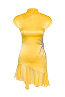 IKINITA THE SUN mini dress, stylish sleeveless design with vibrant color, perfect for summer wear, shown on a model.