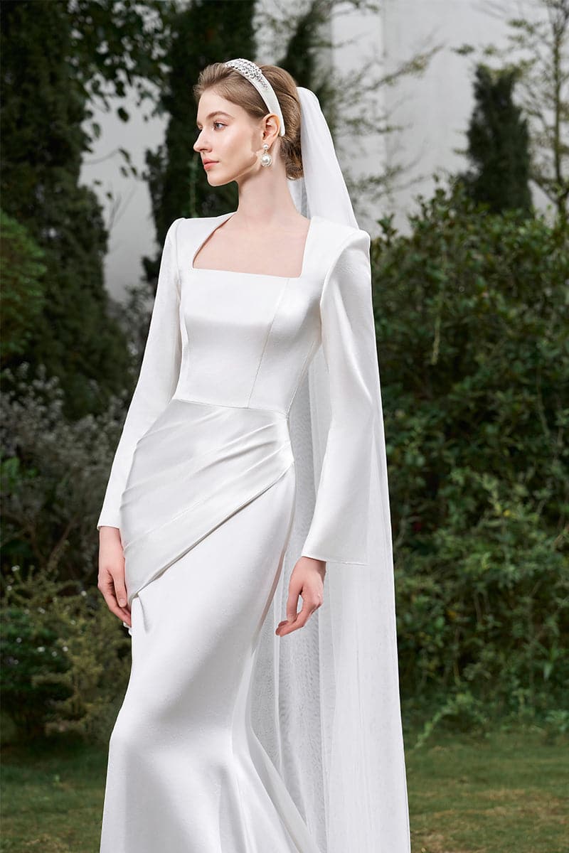 TRAPEZE LONG SLEEVES MULLET SILK GOWN - CULT MIA