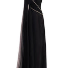 Black slit one-shoulder maxi gown by Happy Clothing featuring a flowing design and elegant style.