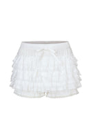 Chictopia Lola Ivory Shorts displayed on a hanger, featuring a high-waisted fit and soft fabric for casual summer wear.