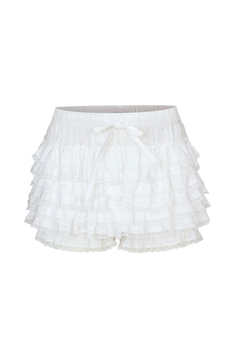 Chictopia Lola Ivory Shorts displayed on a hanger, featuring a high-waisted fit and soft fabric for casual summer wear.