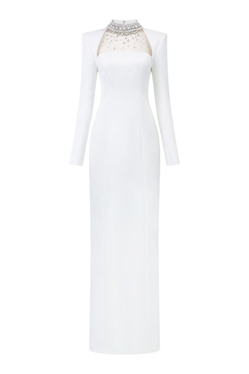 DIANA WHITE TAFFETA CUT-OUT MAXI DRESS - CULT MIA