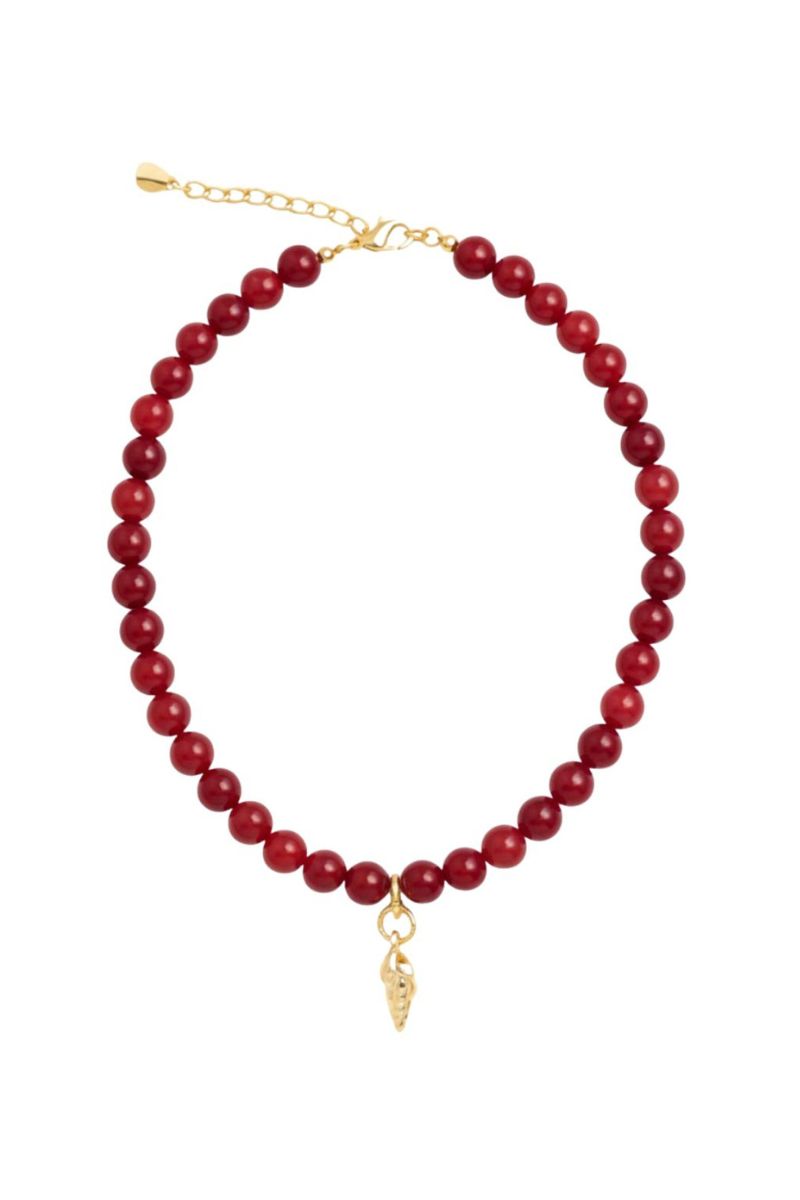 ZALVA NECKLACE WITH GOLD-PLATED REMOVABLE CHARM IN RED
