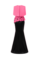 Lune De Soie pearl taffeta co-ord dress and cape set, elegant formalwear with a fitted dress and matching cape.