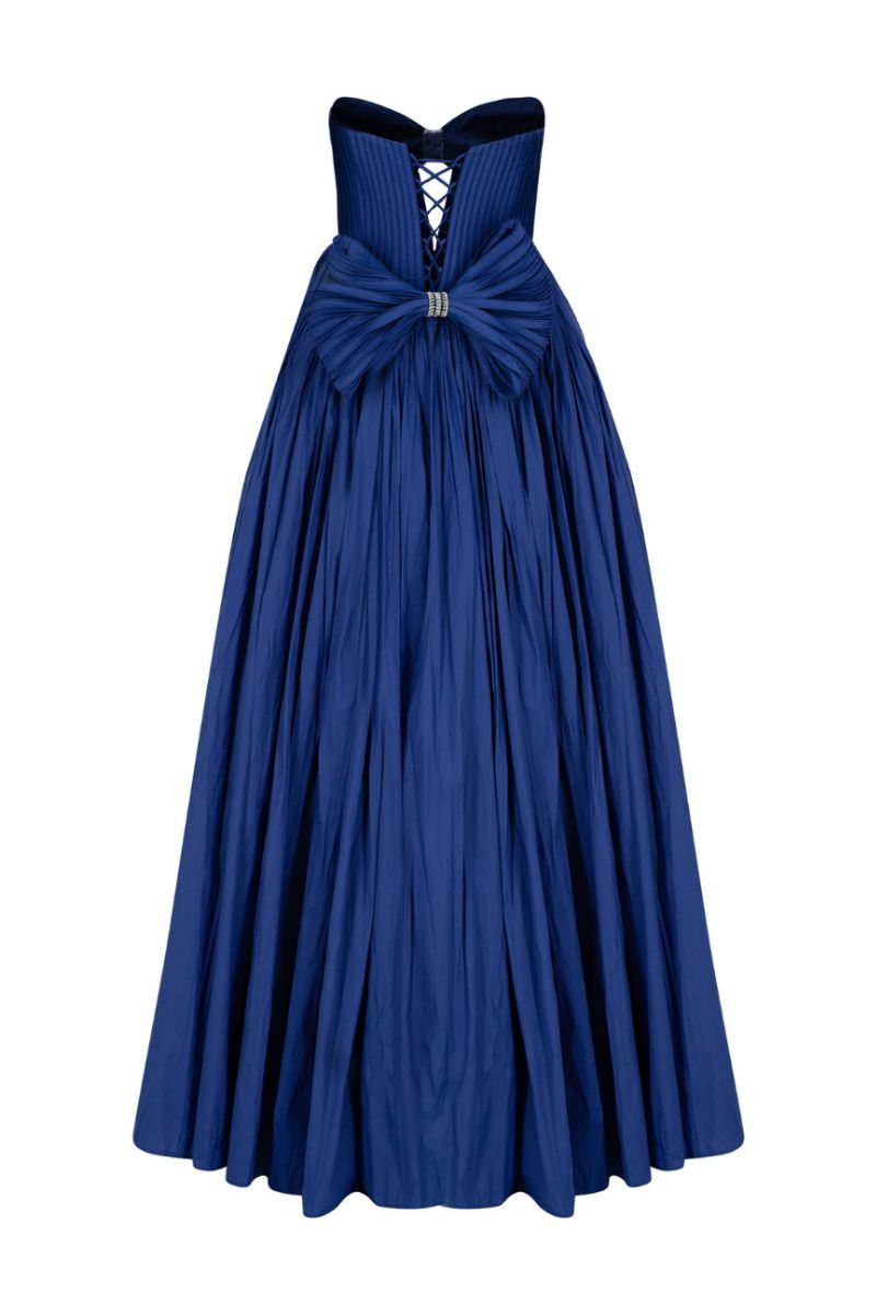 LIZZIE BIJOU BLUE STRAPLESS GOWN - CULT MIA