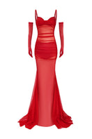 CEM red chiffon halter maxi dress with flowing fabric and elegant design, perfect for formal or summer occasions.