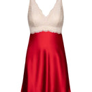 NK IMODE CULT MIA X NK IMODE MORGAN scarlet bust support chemise nightgown with fitted design and adjustable straps.
