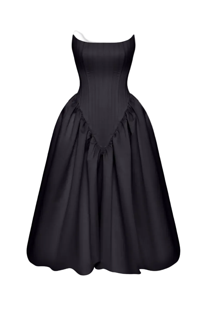 Black Violet Transformer Maxi Dress by BALYKINA, featuring a versatile design with flowing fabric and elegant style.