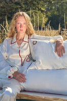 Lucky Pony 22mm Mulberry Silk piped pillowcase from Not Just Pajama, showcasing soft silk fabric and piped edges on a home bedding accessory.