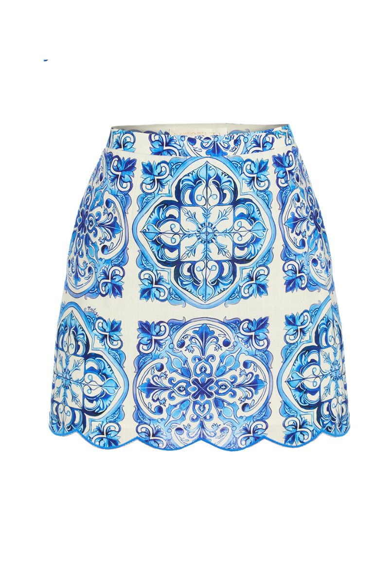 PILAR MINI SKIRT IN AZULEJO BLUE - CULT MIA