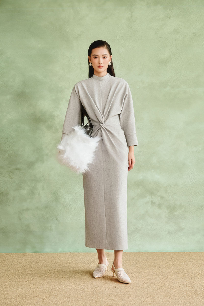 twist front midi dress TWIST-FRONT MIDI DRESS